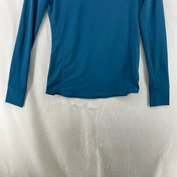 Fabletics Active Shirt Women's Sz S /6 Blue Crew Neck Fitted Thumbholes Stretch - Picture 7 of 12